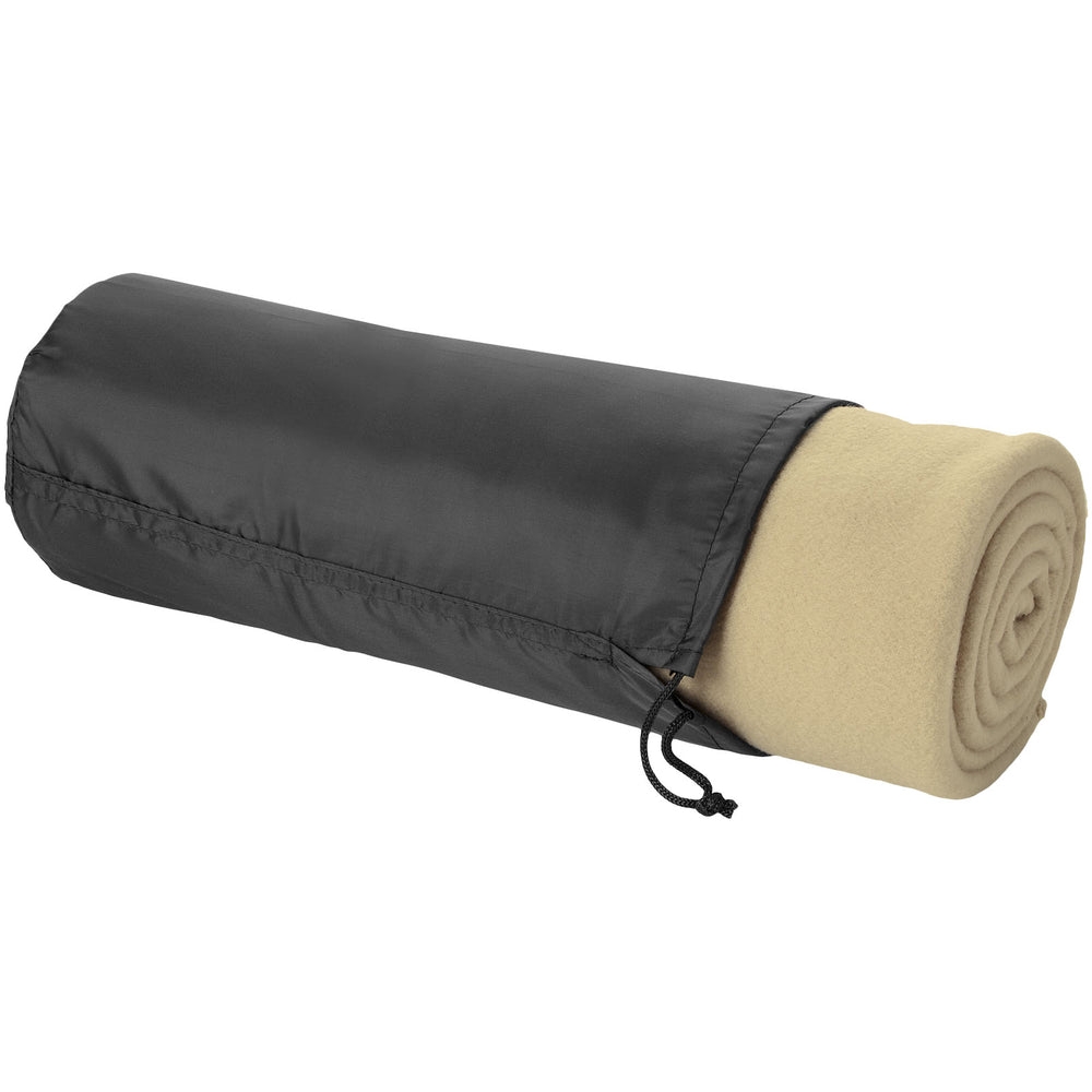 Branded Huggy fleece plaid blanket with carry pouch