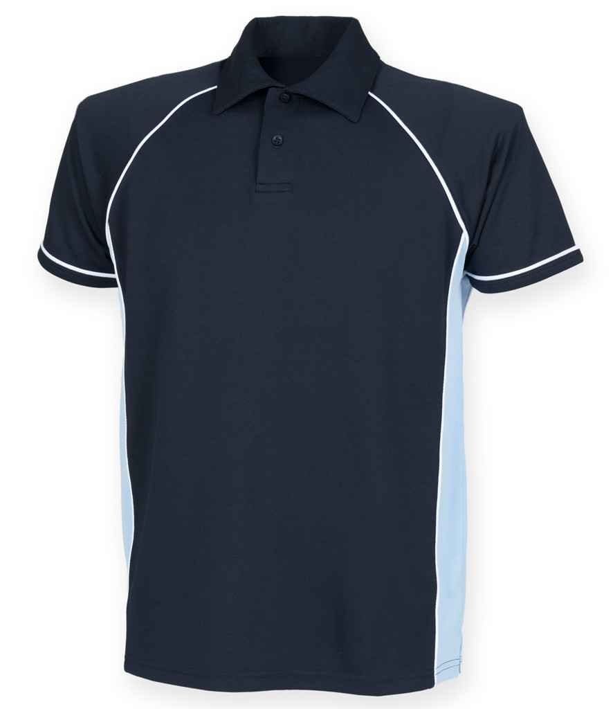 Finden + Hales Performance Piped Polo Shirt Navy/Sky Blue/White