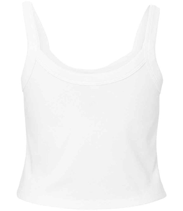 Bella Ladies Micro Rib Spaghetti Strap Tank Top Solid White Blend