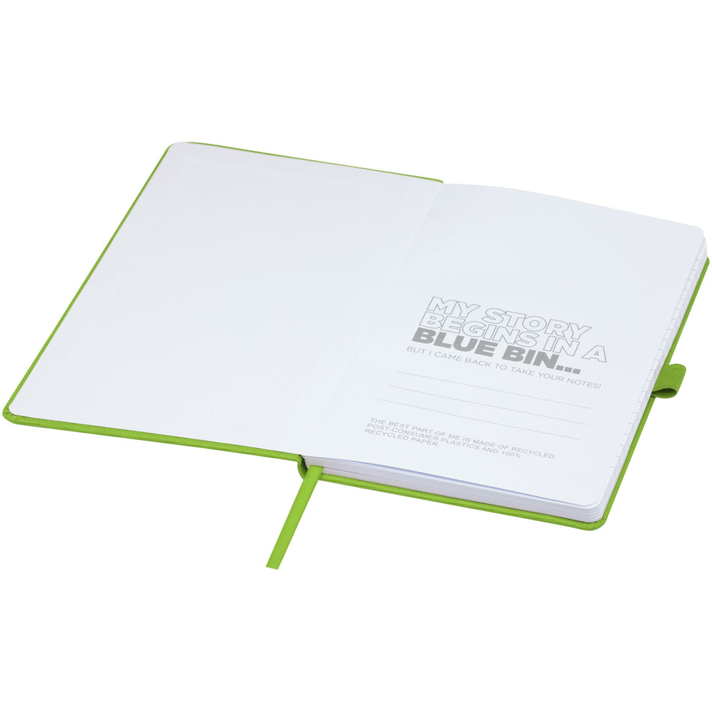 Branded Honua A5 recycled paper notebook with recycled PET cover