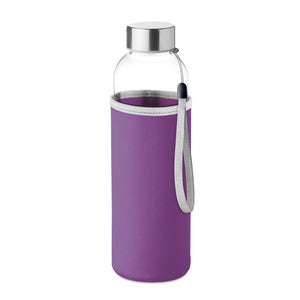 Glass bottle in pouch 500ml Violet