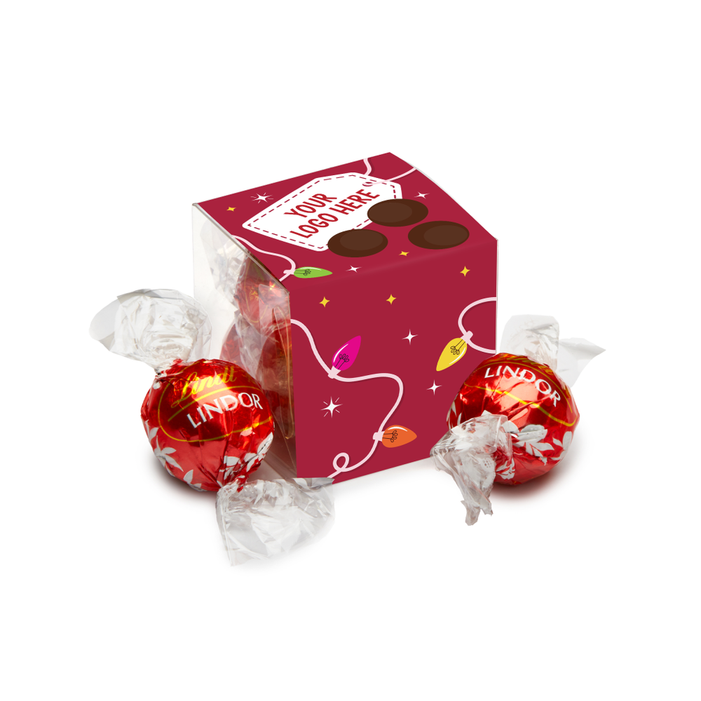 Branded Clear Cube of 4 Lindor Truffles