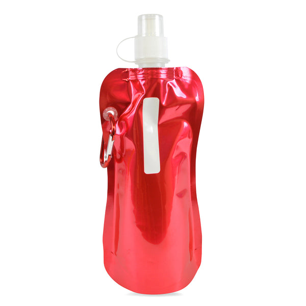 Metallic 400ml Roll Up Water Bottle with Caribineer