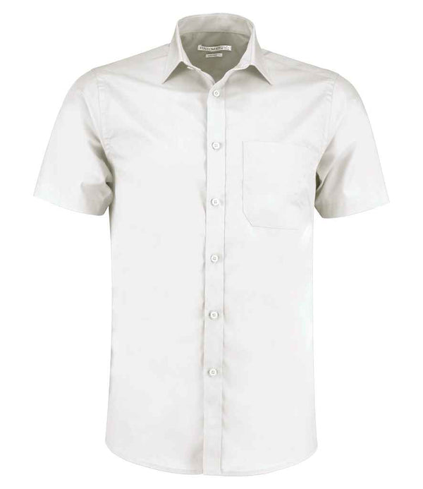 Kustom Kit Short Sleeve Tailored Poplin Shirt White