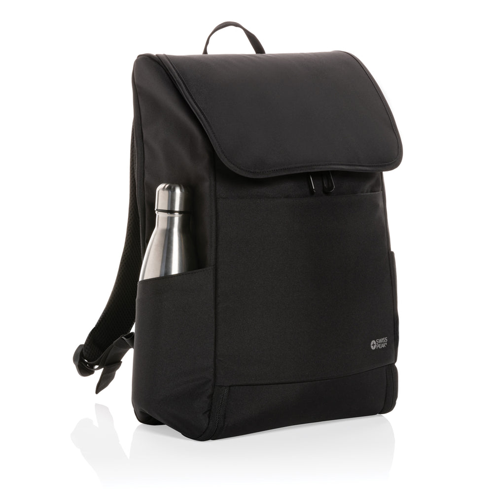 Branded Swiss Peak Fern AWARE™ RPET all over zipper 15.6" backpack