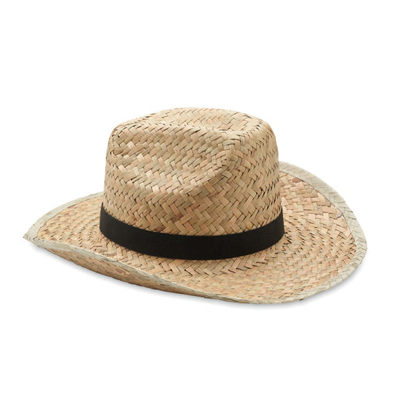 Branded Natural straw cowboy hat