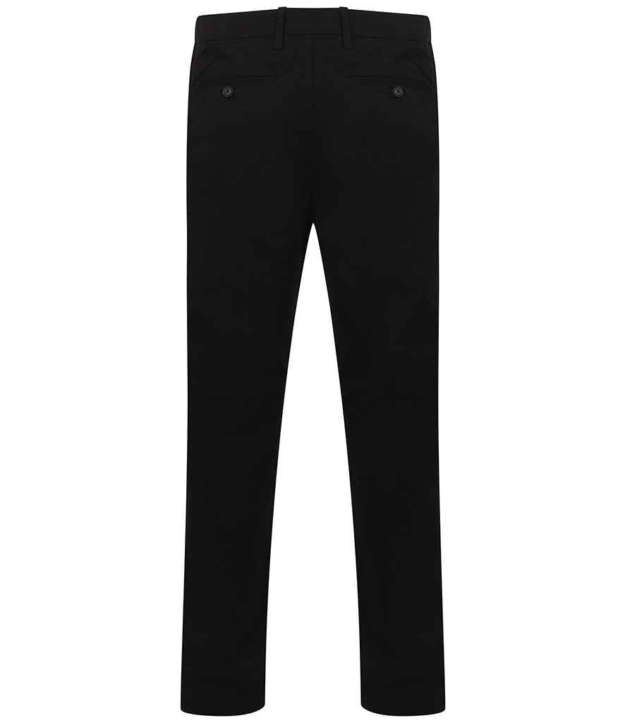 Henbury Stretch Flex Waistband Chino Trousers Black