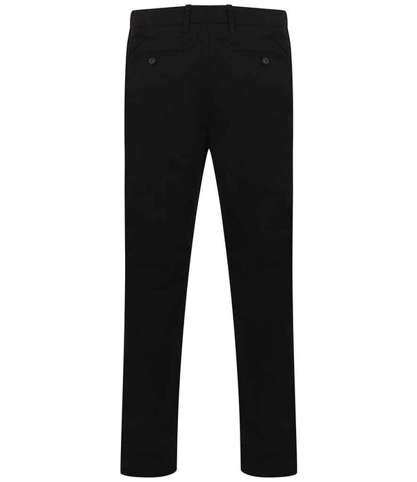 Henbury Stretch Flex Waistband Chino Trousers Black