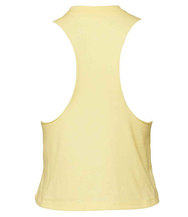 Bella Ladies Racer Back Cropped Tank Top Heather French Vanilla
