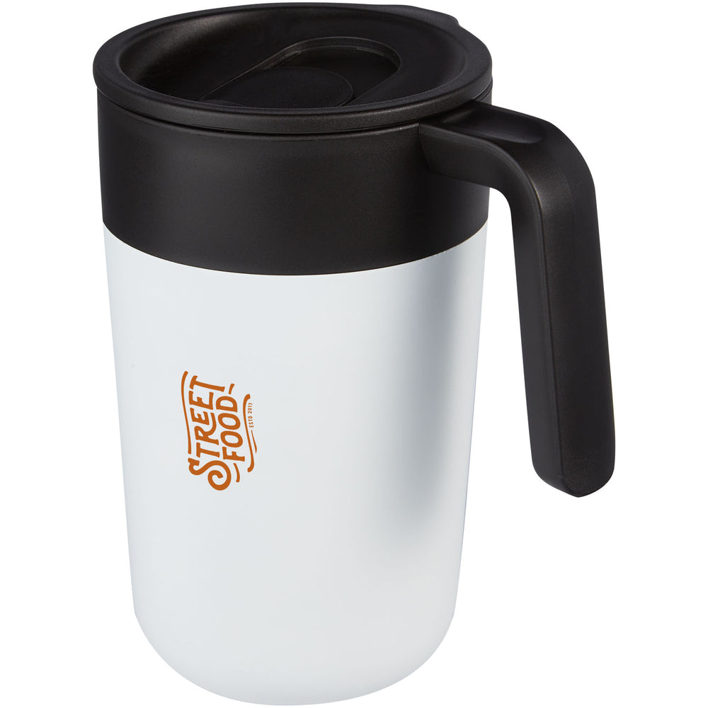 Branded Nordia 400 ml double-wall recycled mug
