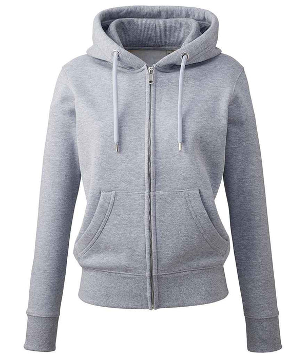 Anthem Ladies Organic Full Zip Hoodie Grey Marl