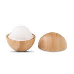 Branded Lip balm in round bamboo case