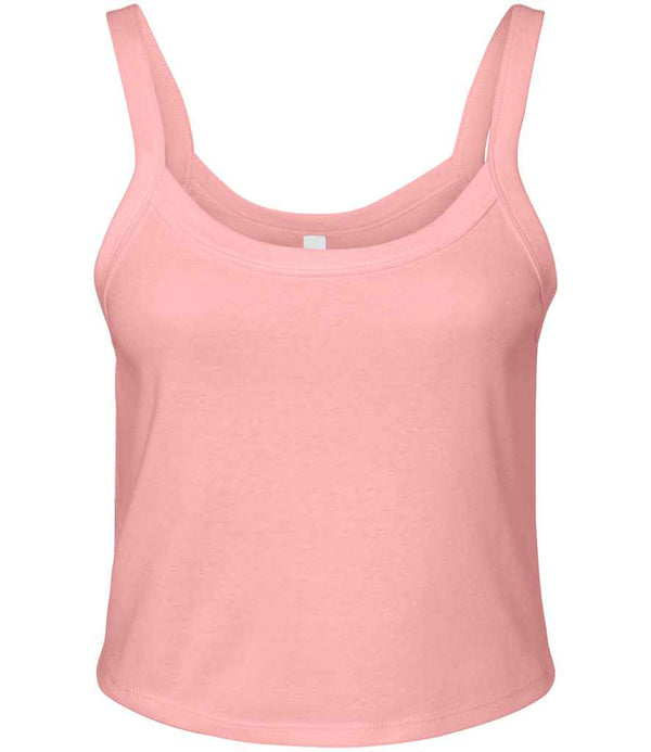 Bella Ladies Micro Rib Spaghetti Strap Tank Top Solid Pink Blend
