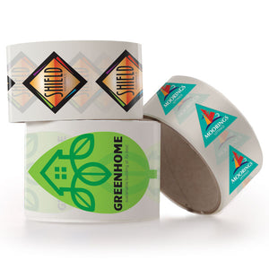 37mm Shaped Paper Stickers Printed Full Colour and Supplied on a Roll