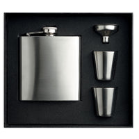 Slim hip flask w 2 cups set