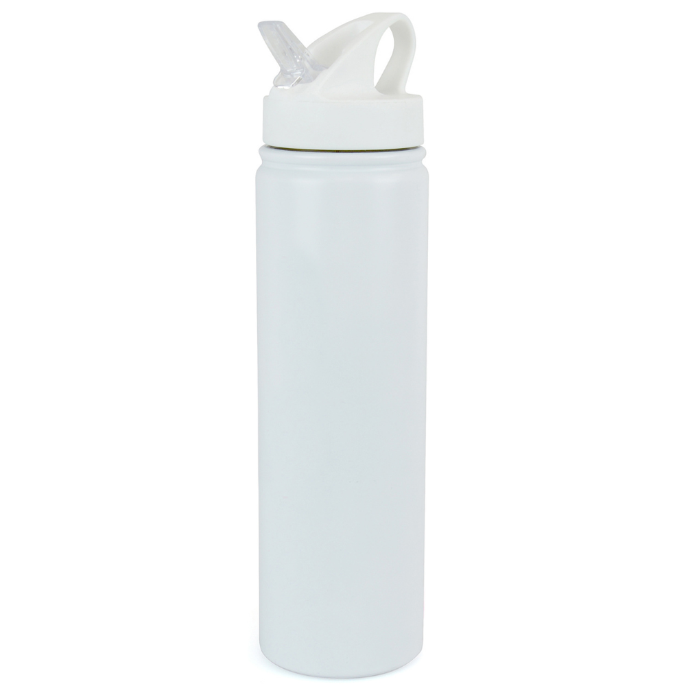 Branded Alice Double Wall Stainless Steel Bottle, with mouthpiece and straw