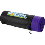 Huggy fleece plaid blanket with carry pouch