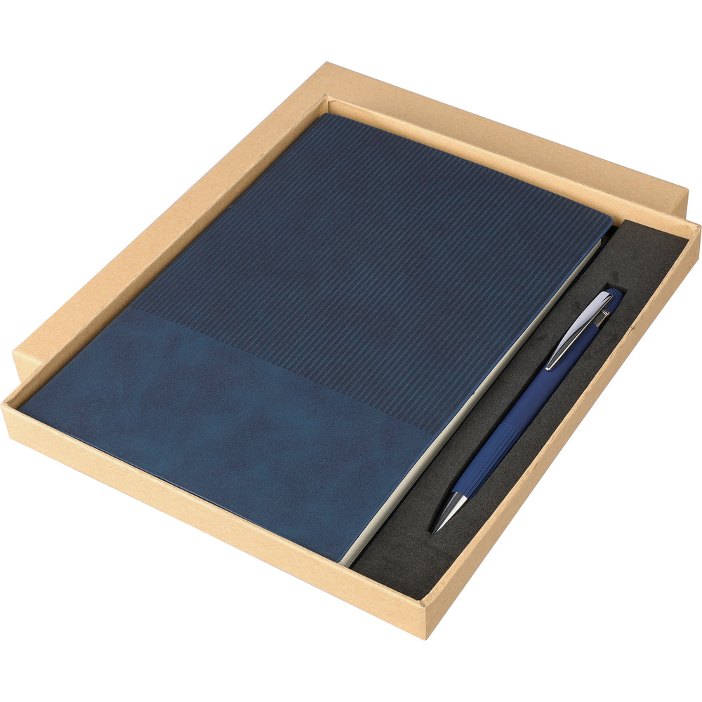The Tarek - Recycled PU notebook with ballpen gift set (approx. A5)