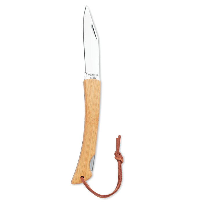Branded Foldable knife in bamboo