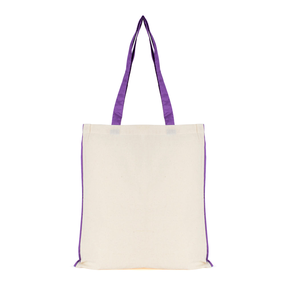 Branded 5oz NATURAL cotton shopper bag with piping trim + handles