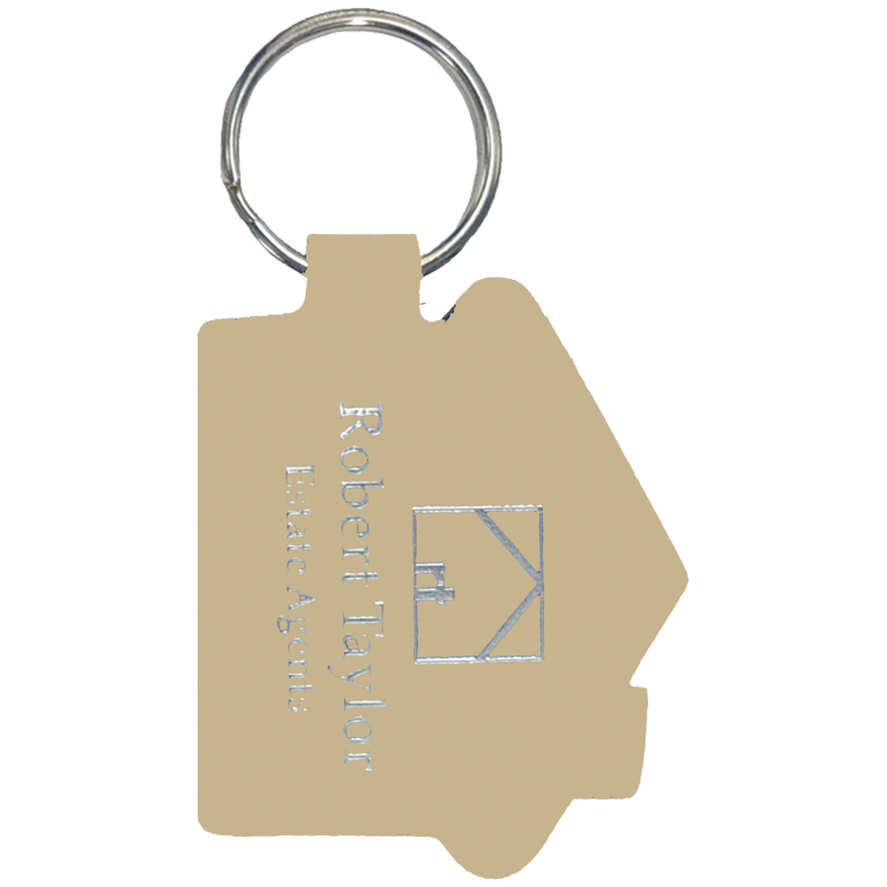 Real Leather House Shaped Keyfob - 2 Sides