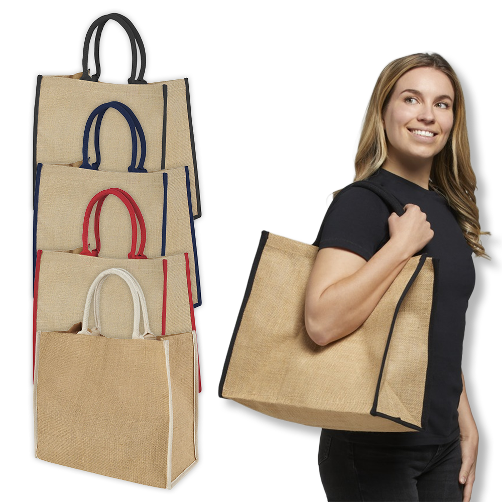 Harry coloured edge jute tote bag 25L