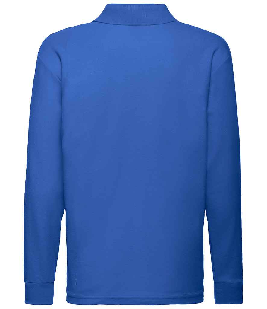 Fruit of the Loom Kids Long Sleeve Poly/Cotton Piqué Polo Shirt Royal Blue