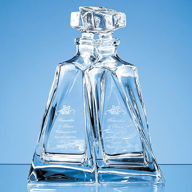 Branded 1pr of 0.5ltr Crystalite Lovers Decanters