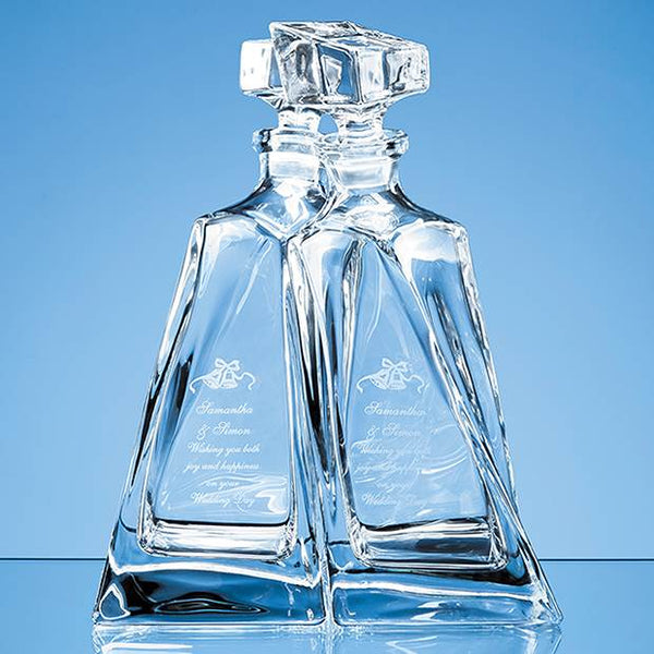 Branded 1pr of 0.5ltr Crystalite Lovers Decanters