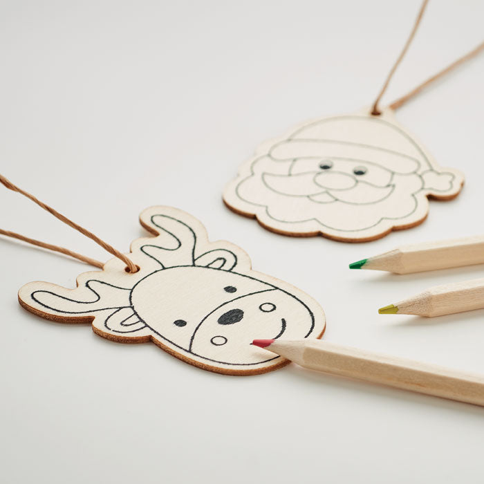 Drawing wooden ornaments set