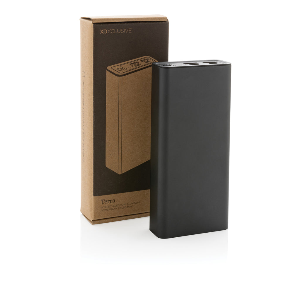 Branded Terra RCS recycled 20W aluminium powerbank 20.000 mAh