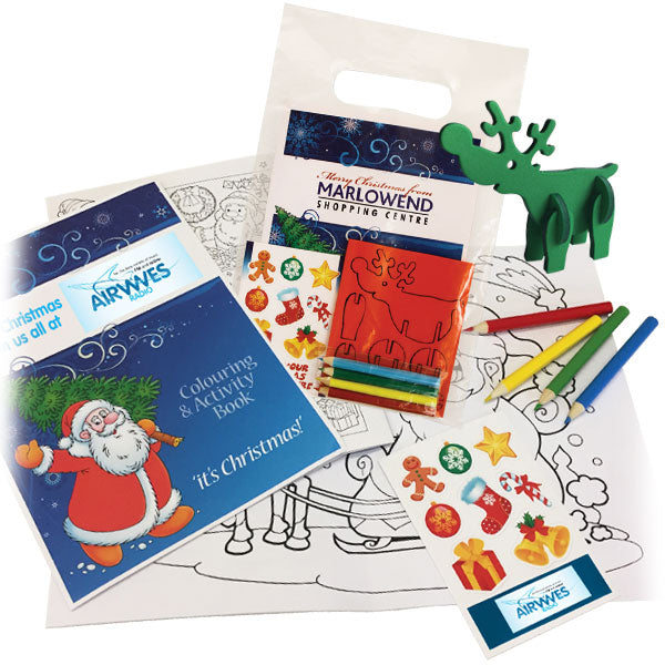 Festive Activity Packs with Booklet, Colouring Pencils, Stickers and Foam Puzzle