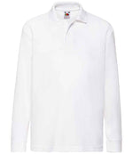 Fruit of the Loom Kids Long Sleeve Poly/Cotton Piqué Polo Shirt White