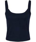 Bella Ladies Micro Rib Spaghetti Strap Tank Top Solid Navy Blend