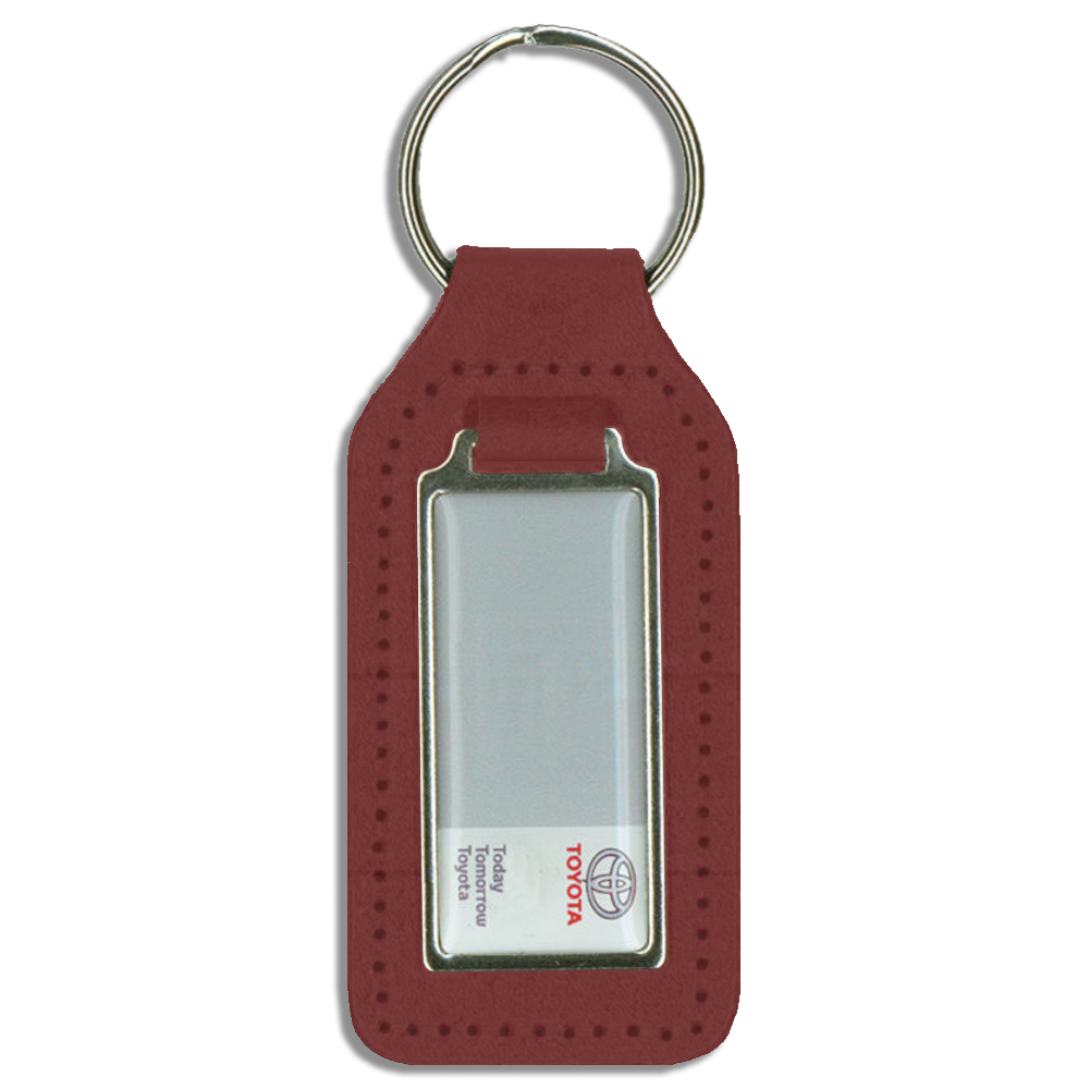Branded Long Square Shaped Keyfob with Domed Medallion