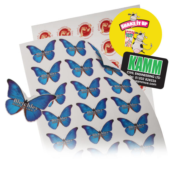 79mm Shaped Vinyl Stickers Printed Full Colour and Supplied on a Roll