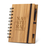 A5 Dickens Bamboo Spiral Notebook and Pen set Natural