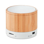 Branded Round Bamboo wireless speaker