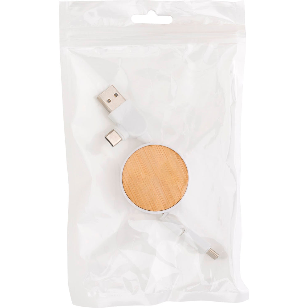 Branded Briggeford Bamboo extendable charging cable