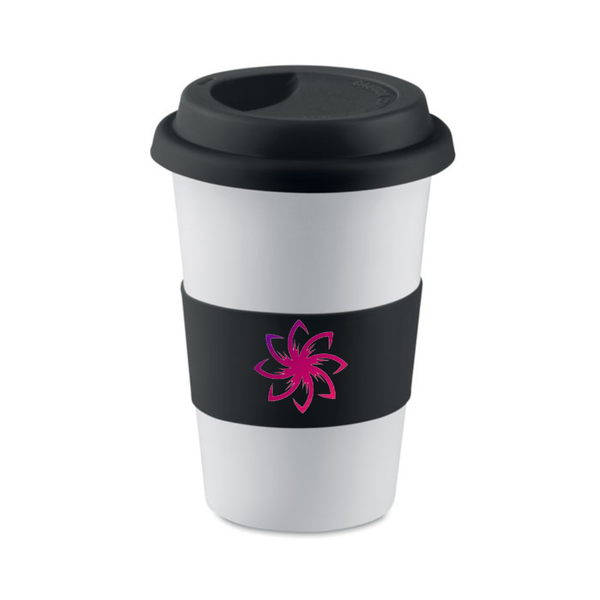 Branded Ceramic mug w/ lid and sleeve
