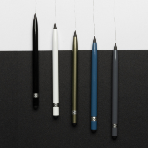 Aluminum inkless pen with eraser