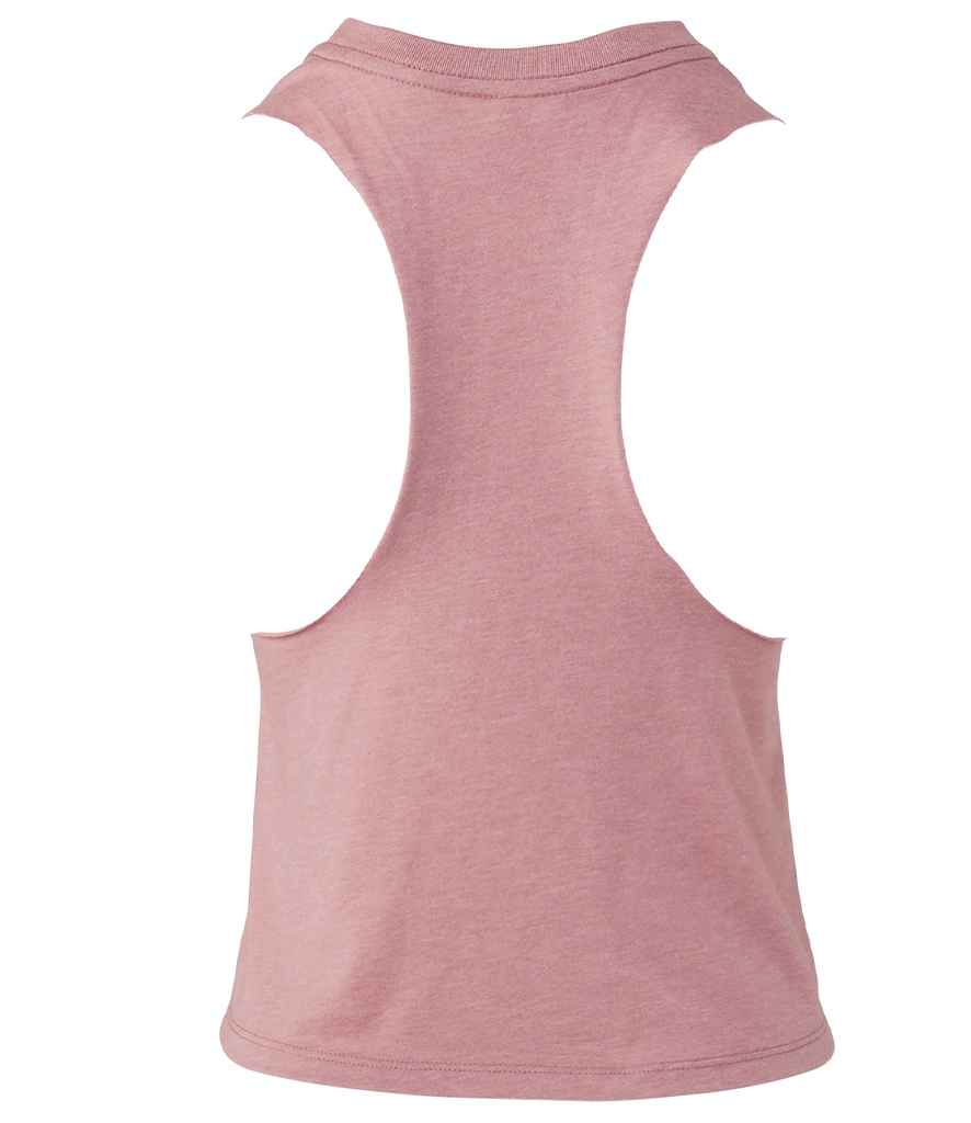 Bella Ladies Racer Back Cropped Tank Top Heather Orchid