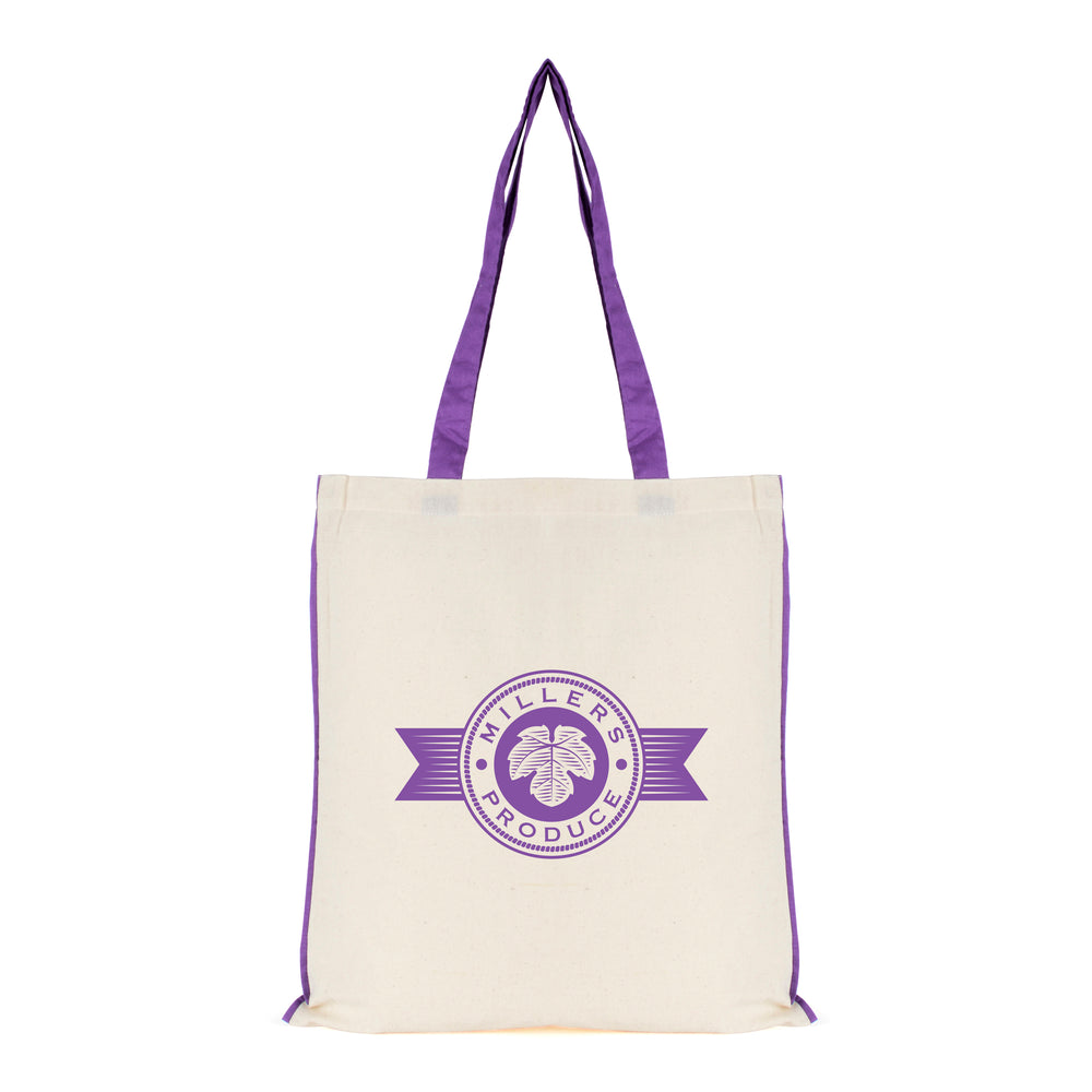 Branded 5oz NATURAL cotton shopper bag with piping trim + handles