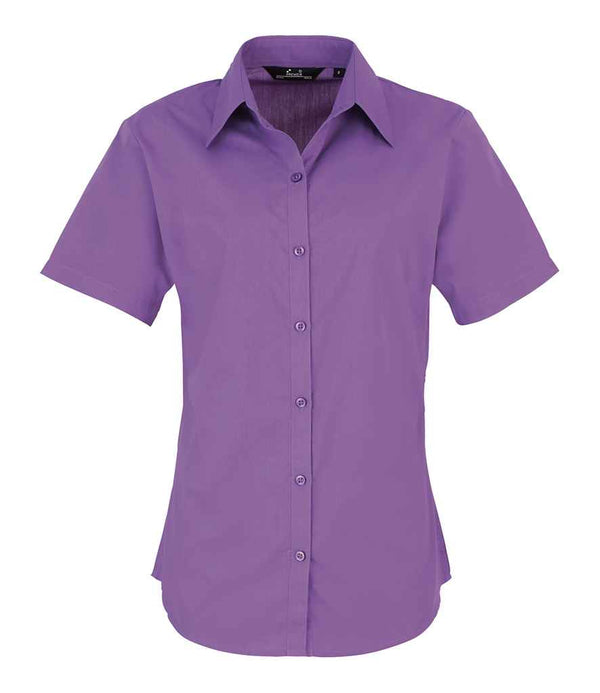Premier Ladies Short Sleeve Poplin Blouse Rich Violet