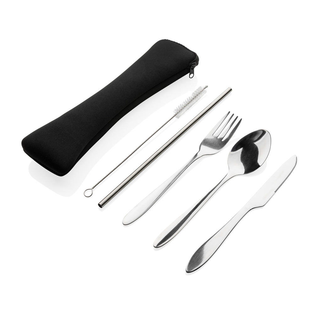 Branded 4 PCS stainless steel re-usable cutlery set