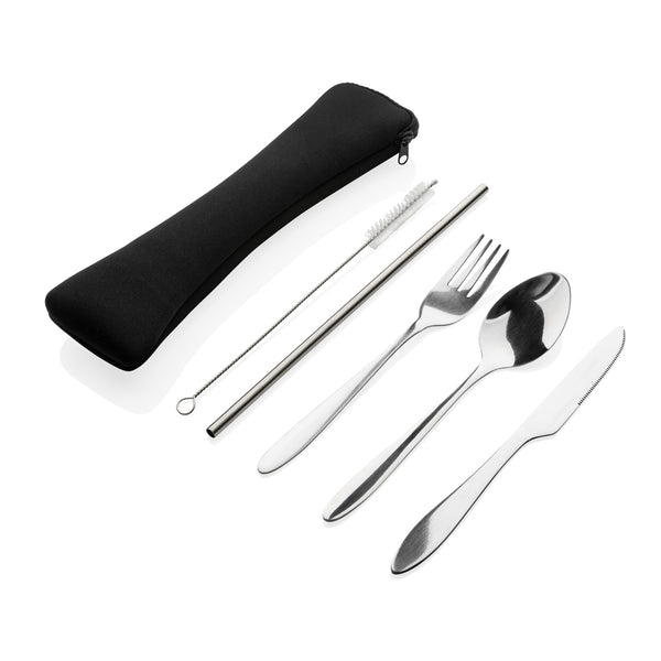 Branded 4 PCS stainless steel re-usable cutlery set