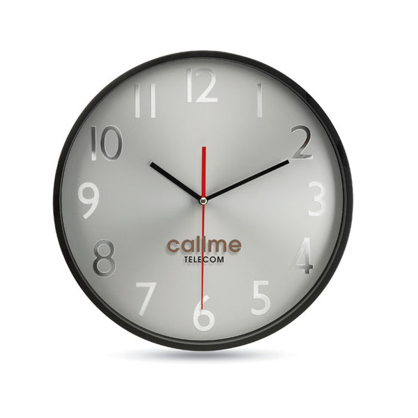 Branded Wall clock w silver background