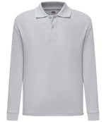 Fruit of the Loom Kids Long Sleeve Poly/Cotton Piqué Polo Shirt Heather Grey