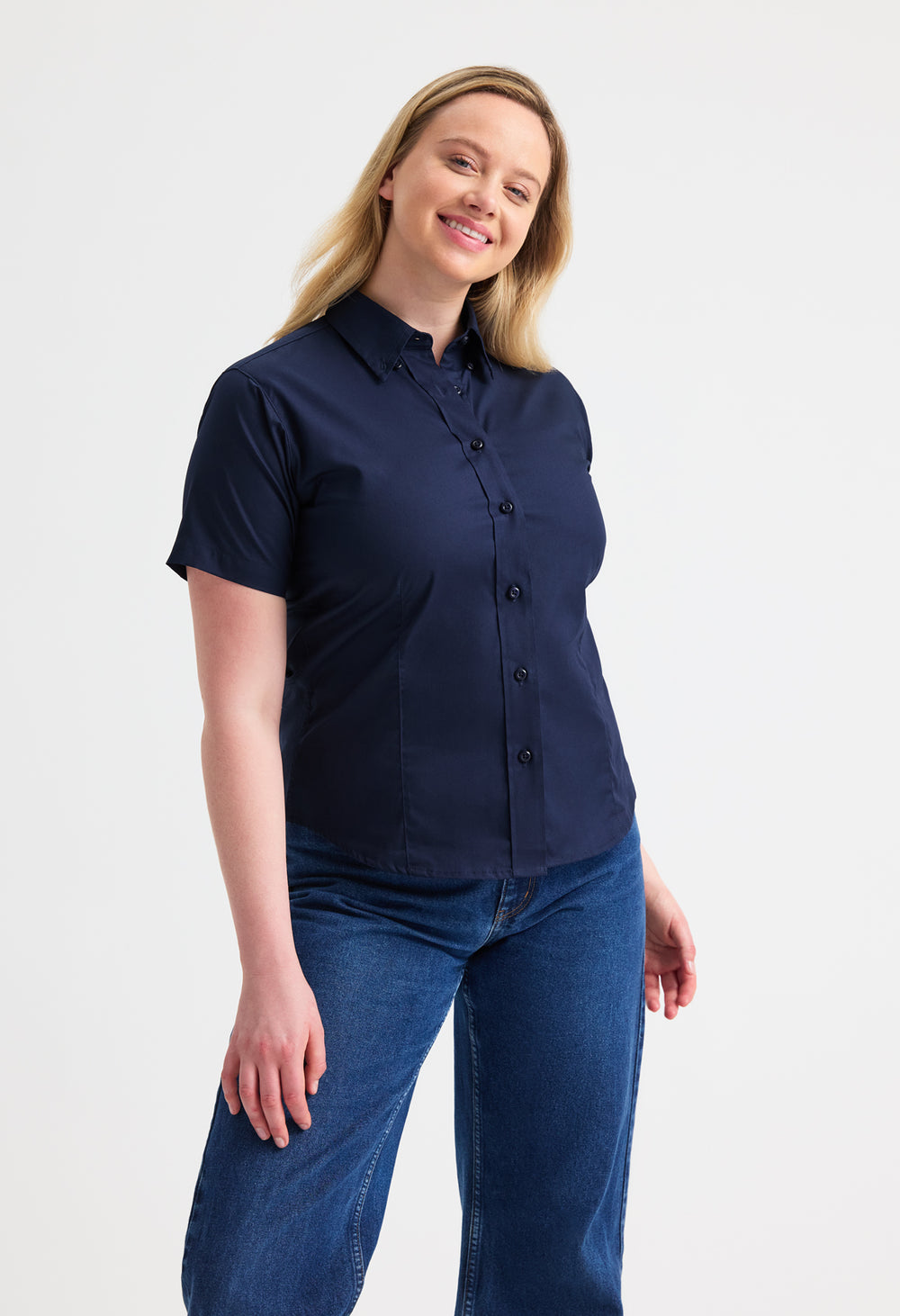 Uneek Ladies Pinpoint Oxford Half Sleeve Shirt
