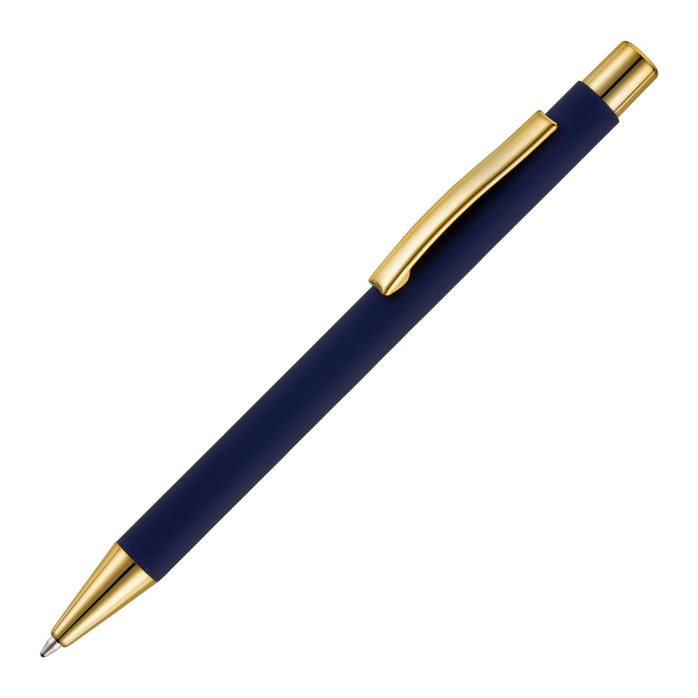 Branded TRAVIS GOLD ball pen with softfeel barrel